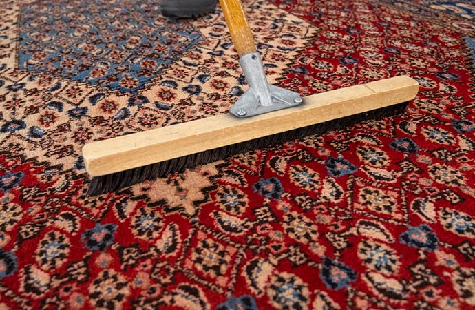 rug cleaning with broom brush