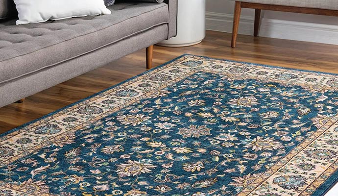 Clean oriental rug on floor