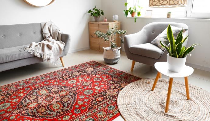 clean Persian rug placed in an elegant living room