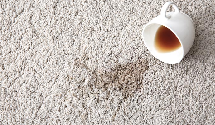 Coffee stain on white rug
