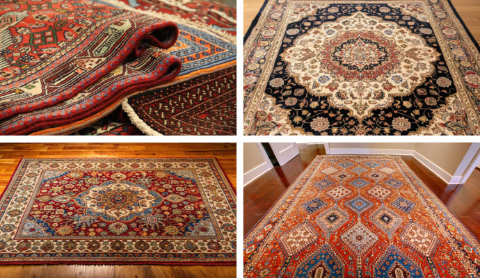 Collage of different types of rugs