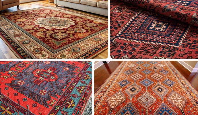 Collage of oriental, persian, turkish, and antique rugs