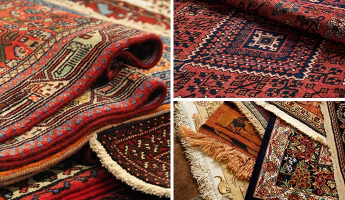 Collage of various colorful rugs