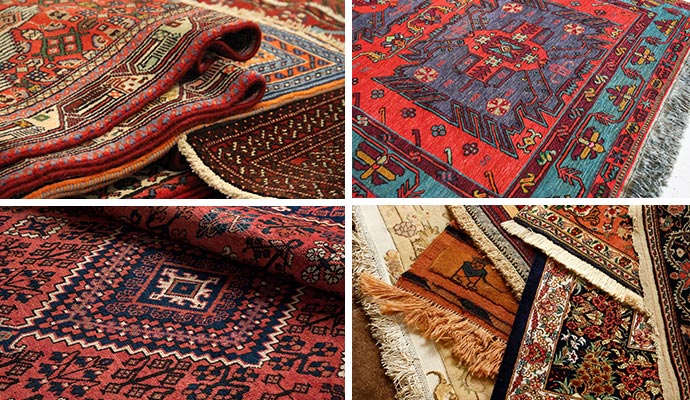 Collage of various types of rugs