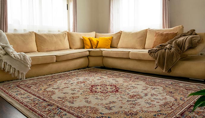Living room with traditional Persian area rug
