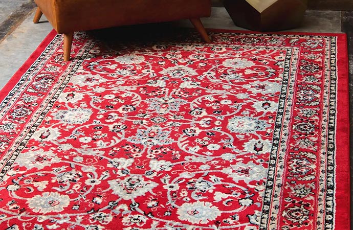 modern geometric interior room living area indian rug