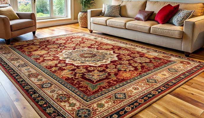 Oriental rug on floor