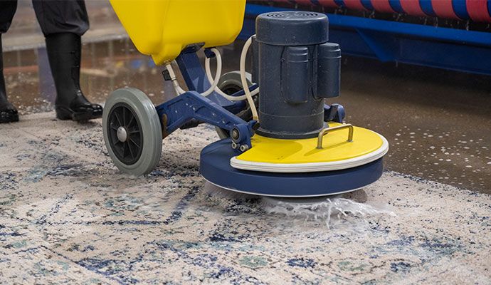 Professional rug cleaning progress