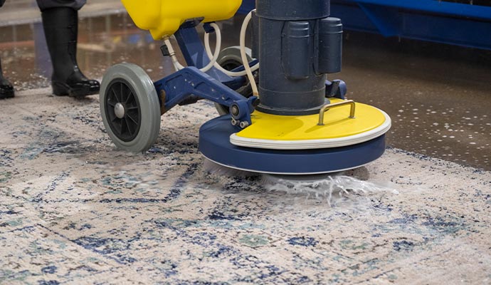 rug cleaning with cleaning machine