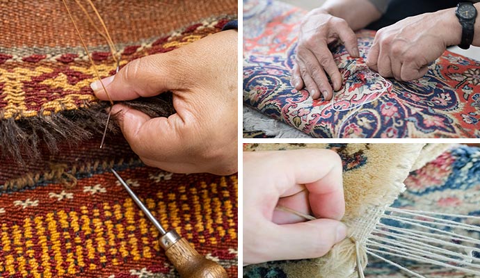 Collage of rug repair services