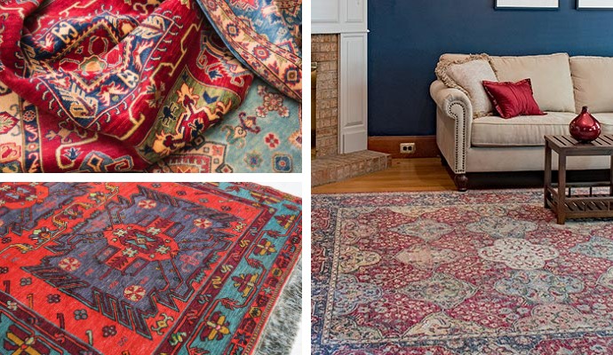 Collage of silk, turkish, and antique rugs