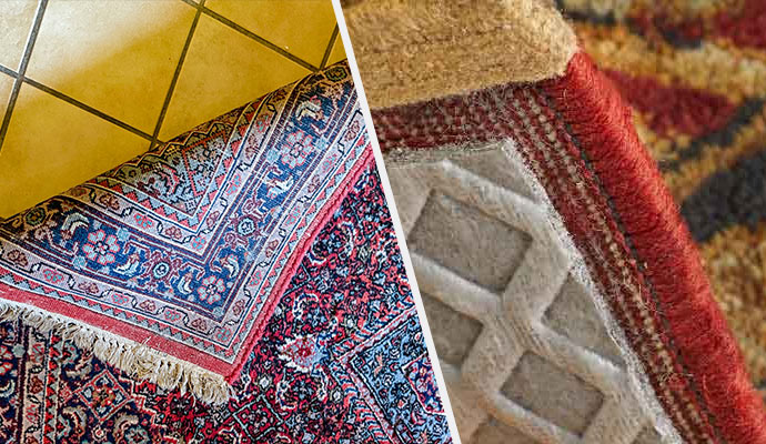 Collage of rug backing and rug pads